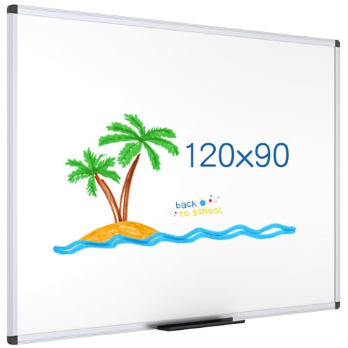 Magnetisches Whiteboard 120x90 cm – mit Aluminiumrahmen und Stiftablage, trocken abwischbar, magnetisch, für Büro, Zuhause und Schule