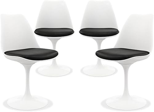 MAKLAINE Sillas de comedor de plástico y metal de 175 pulgadas en negro juego de 4