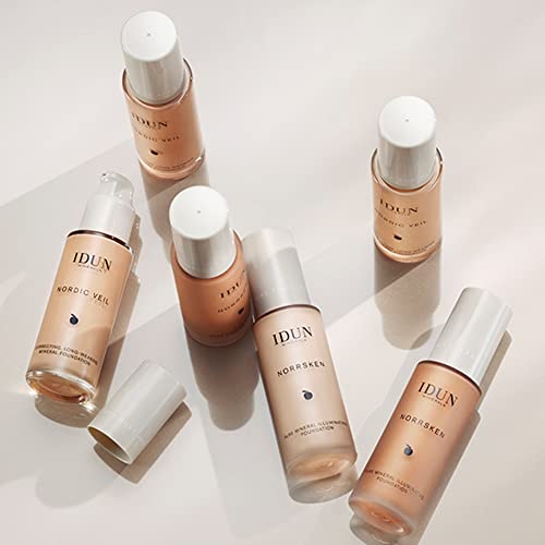 Idun Minerals Liquid Foundation Nordic Veil, Saga, Full Coverage, Long Lasting, Matte Finish For Normal To Oily Skin, Purified Minerals, Safe For Sensitive Skin, Light Neutral, 0.88 Oz #TOP4