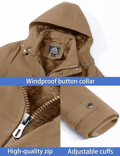 TACVASEN TACVASEN Herren Fleecejacke Winterjacke Parker Warme Armee Militärt Gefütterte Übergangsjacke (XL, Khaki) - Funktionsansicht 5 | TV | Video | Foto