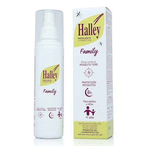 HALLEY - Family Repelente | Repelente de Insectos | 200 ml | para Mayores de 1 Año | Perfecto para Niños y Adultos | Anti Mosquitos Transmisores de Enfermedades Tropicales y Mosquitos Tigre