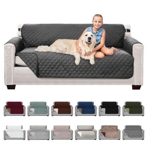 Sofa Shield Original Patent Pending Reversible Large Sofa Protector, Many Colors, Seat Width to 70 Inch, Furniture Slipcover, 2 Inch Strap, Couch Slip Cover Throw for Pet Dogs, Cats, Charcoal