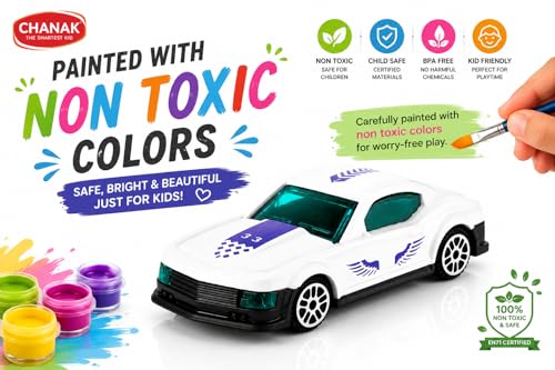 Image of Chanak Die-cast Car - Metal Pull Back Toy Car with Smooth Wheels - Racing Toy with Zinc Alloy Body - Pull Back Sports Cars with Smooth Edges - Vehicle Toy Car - Gift for Kids 3+ Year (White)