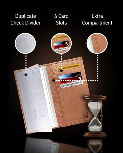 Image of Access Denied Genuine Leather Checkbook Cover For Women & Men - Checkbook Holder For Duplicate Checks Card Wallet RFID