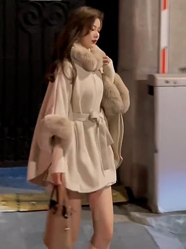 Abrigo de lana estilo capa con bufanda integrada y cuello texturizado de alta gama 6
