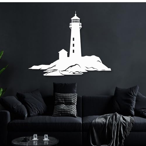 Décoration murale en métal de phare, objet design nautique 47x37
