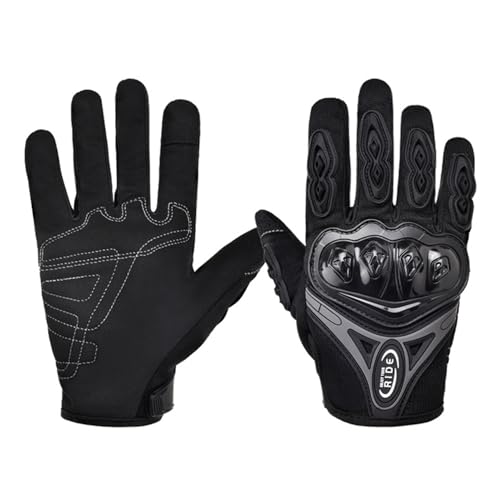 Jenngaoo Guantes de Motocicleta, Dedo Completo Touchscreen Anticaída Carretera Hombre Mujer, Malla Transpirable Protección Silicona Puños, Talla Única PVC Fibra Malla para Conducci (l)