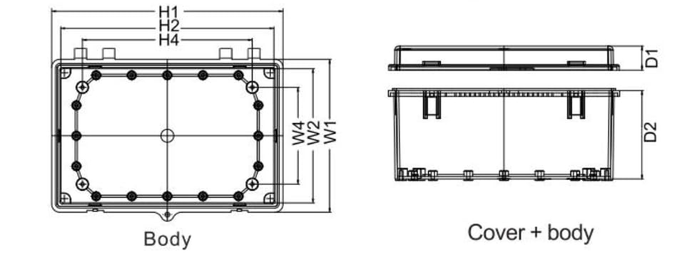 Miniatura 4 de Caja de conexiones de plástico de la caja de conexiones electrónica de la serie TE, Gery, 5.9"x 5.9"x 3.5"(150x150x90mm)