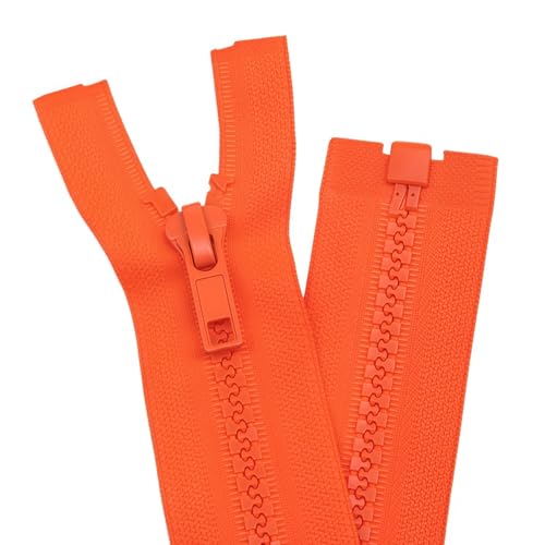 Image of YaHoGa 2PCS #5 23 inch Separating Jacket Zippers for Sewing Coats Jacket Zipper Replacement Plastic Zippers Bulk (23 inch Orange Red)