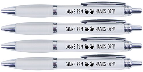 Gina de la pluma Hands Off., 4 impreso bolígrafos para Gina