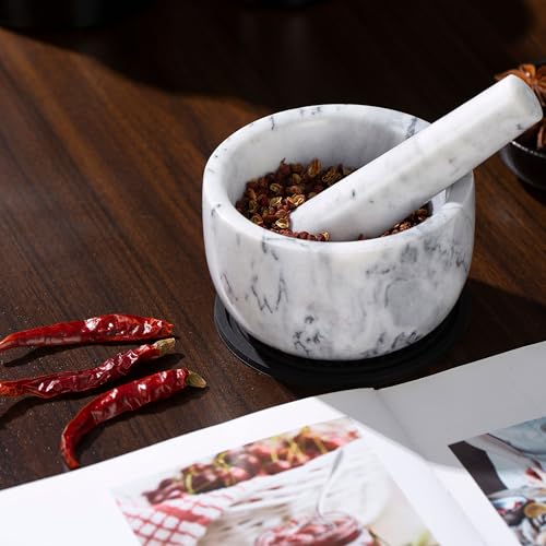 Image of Pill Crusher, Mini Marble Mortar and Pestle Set, Pill Crusher Grinder Fine Powder, Arthritic Hands Pill Grinder (Large Size White)