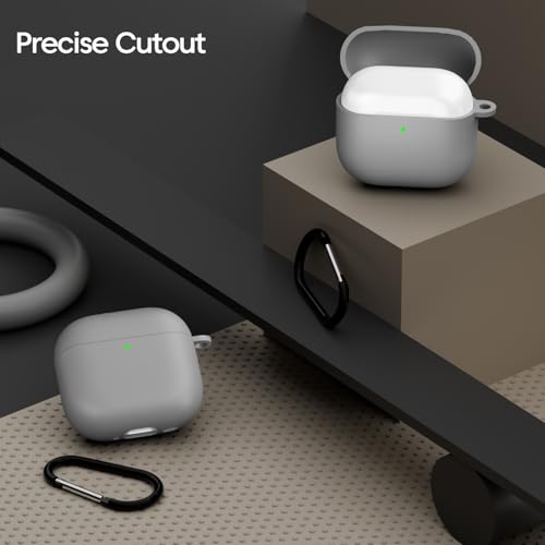 Image of Sounce Airpods 4th Generation Case Cover 2024, Soft Silicone Skin Cover Shock-Absorbing Full Protective Case with Keychain for New Apple Airpods 4 Case [Front LED Visible] (Grey)