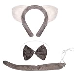 XNHIU 3 Pieces Koala Costume Set Koala Ear Hairband Bow Tie Tail Koala Dress-Up Accessories Party Favour Cute Animal Decoration for Cosplay Masquerade