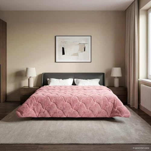 Edredón de invierno rosa de microfibra de 200 x 220 cm transpirable y lavable 4