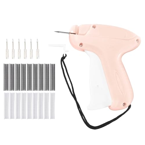 Stitch Gun for Clothes – Portable Instant Stitch Tool, Handheld Stitchy Quick Clothing Fixer, Quick Repair Sewing Machine Gun with 1000pcs Glue Needle, Instant Stitch Gun for Clothes, Pink and White