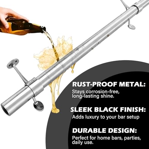 Image of Zonon 8 ft Bar Foot Rail Kit Silver Undercounter Mount Hardware and Tubing Complete Kit Foot Railing for Bar Dome End Cap Stainless Steel Brass Finish for Kitchen Island Indoor Outdoor