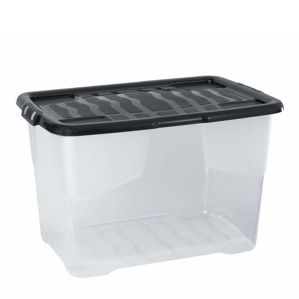 Strata Curve - Caja de almacenaje con tapa (3 unidades, 65 L, 60 x 40 x 37 cm), transparente