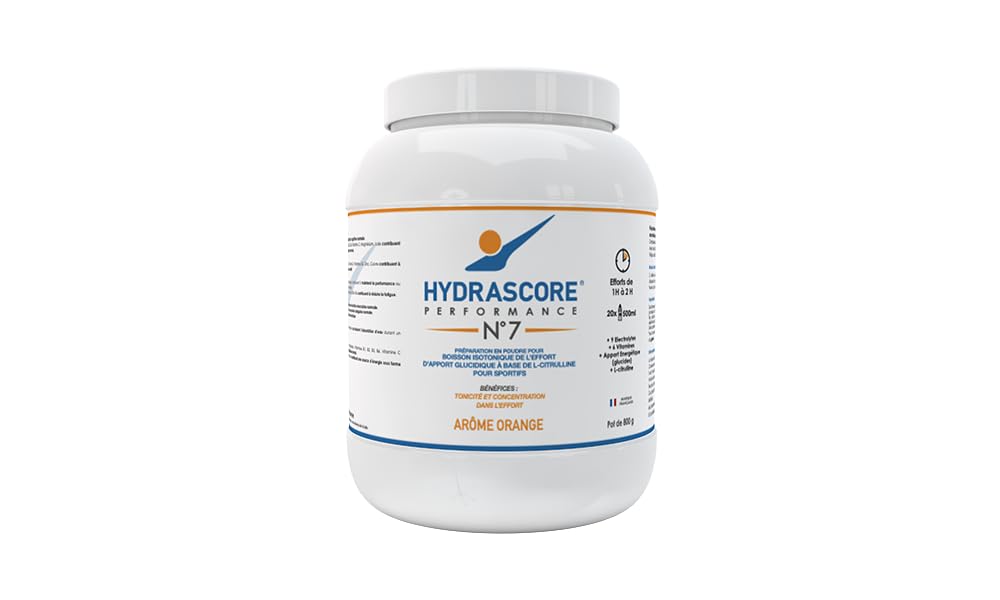 N°7 - Orange Pot 800 g - Boisson Isotonique Energétique Sportifs - Pour Efforts 1 à 2 h - Running, Vélo, Trail - Poudre Énergisante Hydratante - Électrolytes Hydratation - H1006