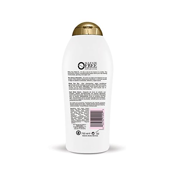 OGX Nourishing + Coconut Milk Moisturizing Conditioner for Strong & Healthy Hair, with Coconut Milk, Coconut Oil & Egg White Protein, Paraben-Free, Sulfate-Free Surfactants, 25.4 fl oz