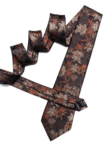 Image of Barry.Wang Men Tie Set Floral Paisley Silk Necktie Pocket Square Cufflinks Formal Wedding Party Business