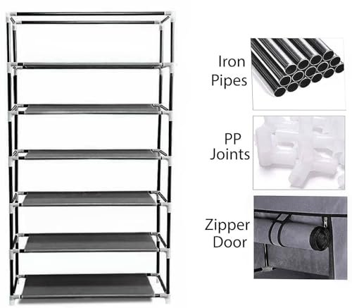 Image of CMerchants Collapsible Wardrobe 6 Shelves Storage Clothes Storage Rack Quick Wardrobe /Cabinet /Multipurpose Storage Rack, Foldable, Collapsible Fabric Organizer for Home Office (Green, 6 Tier)