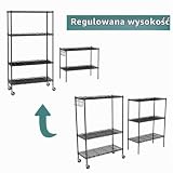 Himimi 6-Poziomowy Regał Stojący z Kółkami, Regulowana Wysokość, Wytrzymały Regał z Hakami do Łazienki, Kuchni, Garażu, Sypialni, Czarny, 29cm x 54cm x 175cm