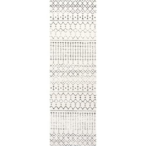 Nuloom Moroccan Blythe Runner Rug, 2' 6" X 10', Grey/Off-White #TOP3