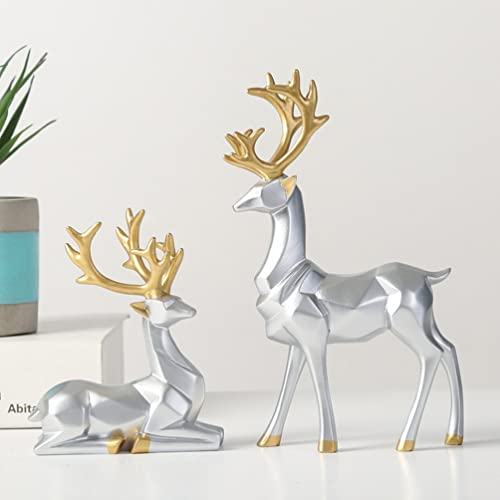 Toyvian 2Pcs Gold Reindeer Christmas Decoration Reindeer Figurine Christmas Statue for Table Centerpiece 4.7×7.8IN Statue for Holiday Home Office Decorations - Image 4