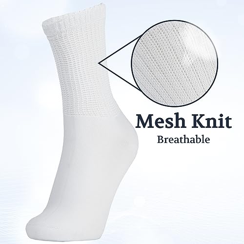 Image of +MD Bamboo Viscose Ankle Diabetic Socks for Men & Women, 6 Pairs, Soft Cushioned, Non-Binding Loose Top, Extra Wide