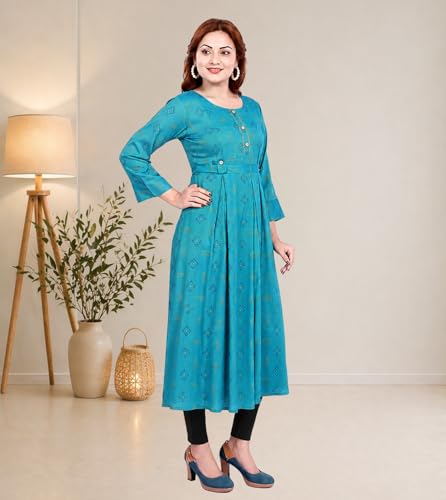 Image of B2F Women's Cotton Rayon A-Line Feeding Kurta Maternity Kurta, Feeding Kurti with Zip