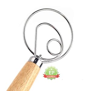 13″ brooddeeg garde – professionele kwaliteit Deense deeg garde, mixer, eierklopper, houten handvat garde accessoires gereedschap voor keuken