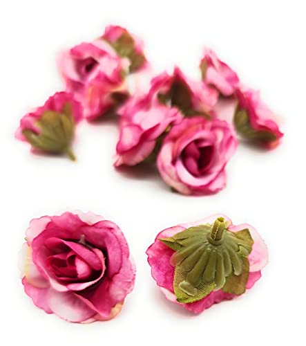 Image of SATYAM KRAFT 12 Pcs Artificial Small Rose Flowers for Home Decoration, Gift, Mandir Pooja Table, Cake Decor & Bouquet Making - Fake Fabric Head Roses (Pink, 4 cm)