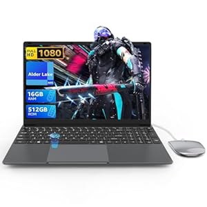 LEEDOW 15.6" Laptop PC Quad-Core N95 Processor Laptop Computer Up to 3.4GHz,16GB DDR4 512GB SSD UHD Graphics Netbook with Webcam,Touch ID Support WiFi, BT