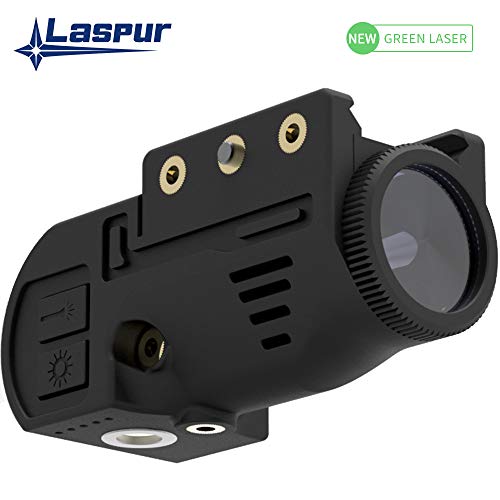 Laspur Tactical Sub Compact Picatinny Rail Mount Green Dot Laser Sight with Flashlight