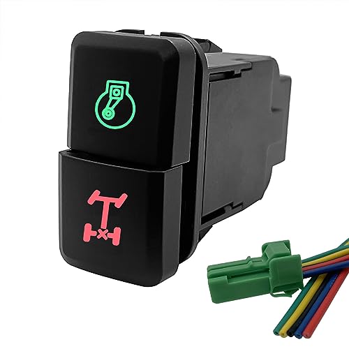 Image of Air Compressor & Rear Diff Lock Dual Push Button Switch for Toyota Tacoma Prado Fortuner Hilux 39mm X 21mm