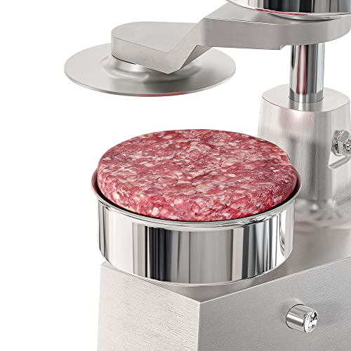Image of KoolMore Burger Press Patty Maker for 4 inch Hamburgers, Stainless-Steel Manual Forming Machine for Personal and Commercial Foods, Heavy Duty Processor, Includes Pattie Papers (CHM-4), Silver