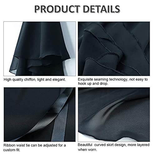 Ballet Skirt Chiffon Wrap Dance Skirt For Girls/Women, Black #TOP1
