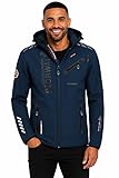 Geographical Norway Royaudb Men Dsitri Prod Veste Softshell Capuche Homme Impermeable Manteau Outdoor Blouson Coupe Vent Tactique Resistant Randonnee Ski Automne Hiver Printemps (Marine Noir XXL)