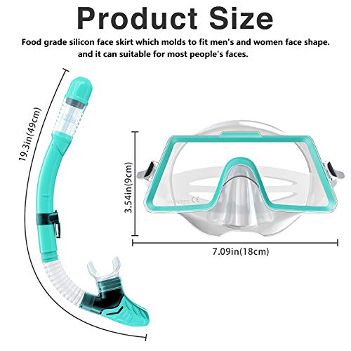 Snorkel Set Adult,Snorkeling Set with Panoramic Snorkel Mask Diving Goggles,Dry Top Snorkel and Adjustable Fins,Scuba Diving Snorkeling Mask for Men Women