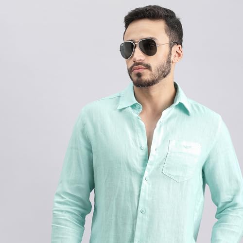 Image of ROOKIES Mens Full Sleeve Slim Fit 100% Lenin Shirt