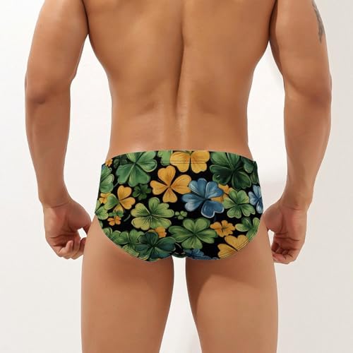 Colorful Clovers Shamrocks Mens Swim Briefs Bikini Sexy Low Rise Trunks Swimsuit Bathing Suit Beach2