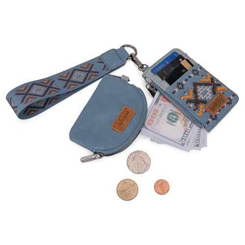 Image of Wrangler Western Keychain Wristlet Wallets for Women Retro Dual Pouch Wristlet Credit Card Holder Wallet with Zipper Pocket WG2214-W0051JN
