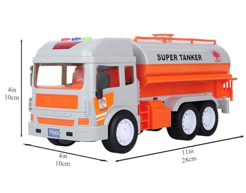 Image of Super Tanker Truck Toy, Pull Back Vehicles Toy for Kids, Friction Power Toy Trucks for 3+ Years Old Boys and Girls, Light & Sound Truck Toy for Kids (Multicolor)