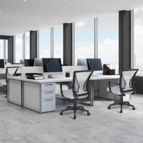 Yaheetech Bürostuhl Ergonomisch mit Netzbespannung Atmungsaktiv, Grau – Ansicht 2