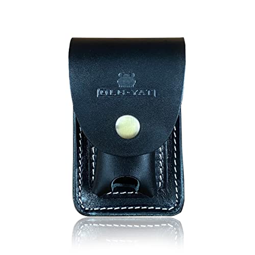 PoLe.Craft Wallet Handmade Genuine Leather Cigarette Case Pouch Waist Belt Loop - Lighter Holder Men Women Cigarettes Coin Wallet Cases with Buckle (Black), 4.5 / 2.9 / 2.4 IN