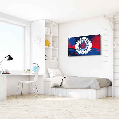 Licensed Décor Rangers Football Club Acryl-Wandkunst, groß (130 cm (B) x 80 cm (H), farbiges Wappen auf strukturiertem Hintergrund