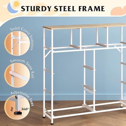 Image of WLIVE 9 Drawer Dresser, Fabric Storage Tower for Bedroom, Hallway, Closet, Tall Chest Organizer Unit for Bedroom with Fabric Bins, Steel Frame, Wood Top, Easy Pull Handle, Cream White