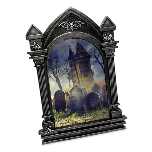 Isaac Jacobs 4x6 Haunted House Vault Picture Frame Black with Silver