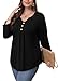 WIHOLL Early Fall FashionWomen Fall Fashion Must Haves Blouses 3/4 Length Sleeve Tops V Neck T Shirts Business Casual Tunic Tops Loose Fit Teacher Outfits M