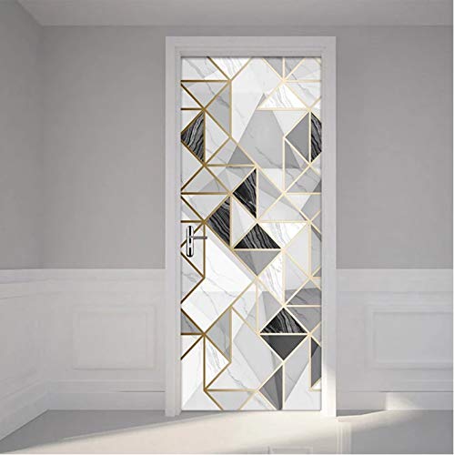 Auto Adhésif Amovible Autocollant Pour Décor Cuisine Chambre Salle De Bain De Porte Autocollant De Porte Auto-Adhésif Style Industriel Engrenage Doré 77 X 200 Cm 3D Sticker De Porte